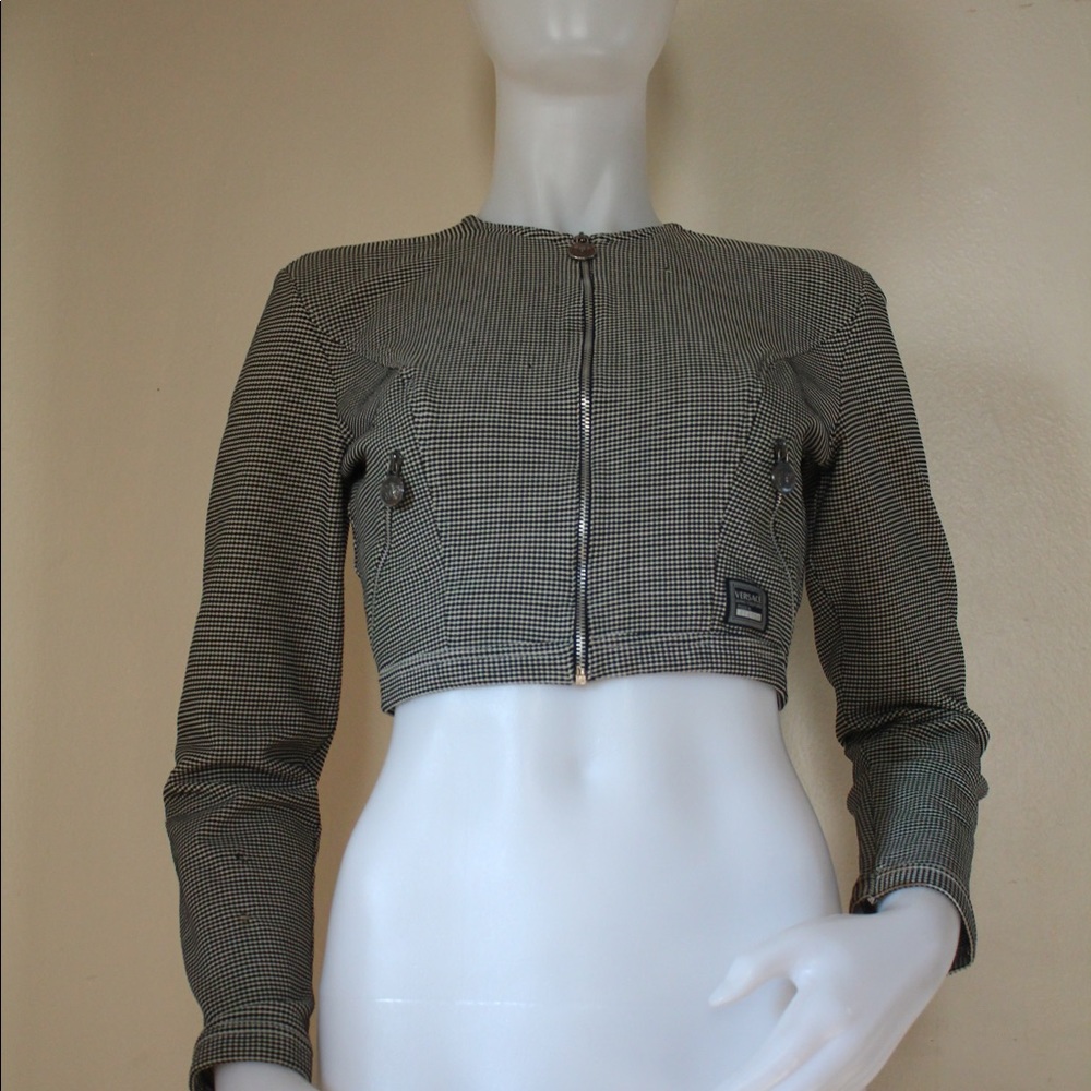 🩶 Vintage '90s Versace Jeans Couture Cropped Zippered Jacket - Picture 6 of 15